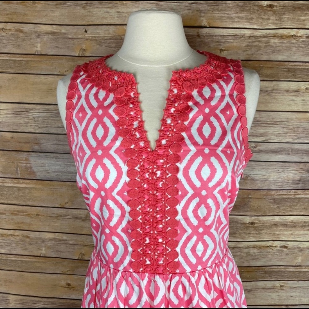 Vineyard Vines Coral Ikat Dress Size 6